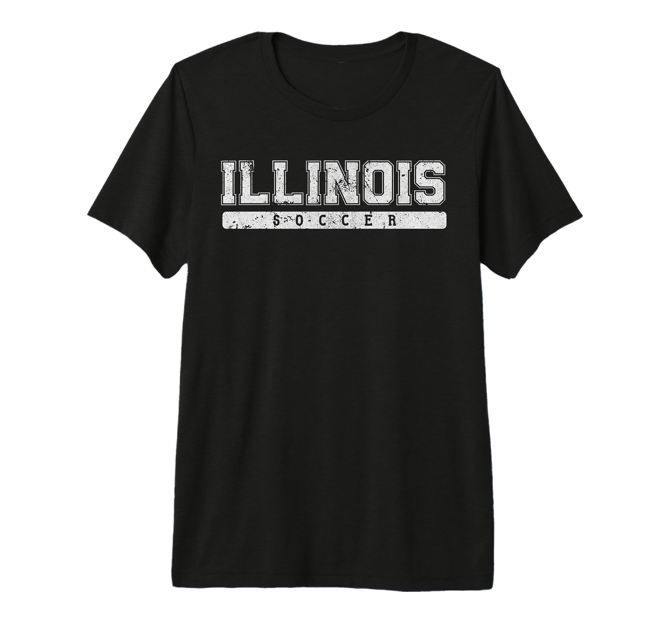 Illinois Soccer White Text Tri Blend T-Shirt - Minimalist Print Men Women