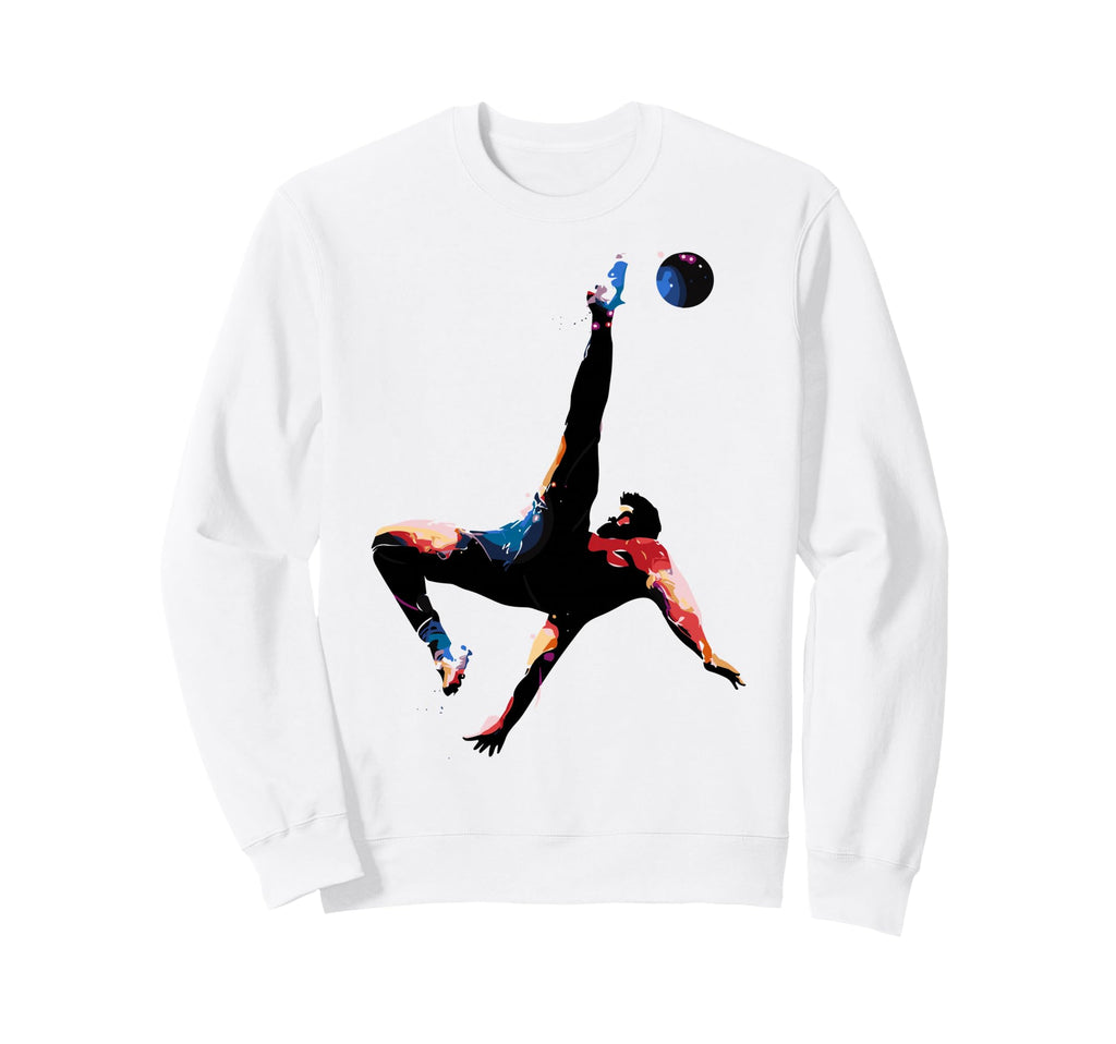 Colorful Soccer Bicycle Kick Sweatshirt - Minimalist Print for Adults