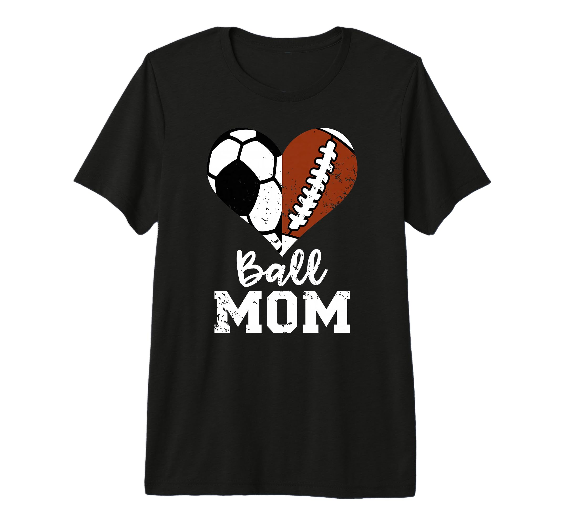Ball Mom Heart Funny Football Soccer Mom T-Shirt - Streetwear Style Unisex