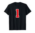 1 Sport White Red Plain Number T-Shirt - Novelty Apparel for Adults
