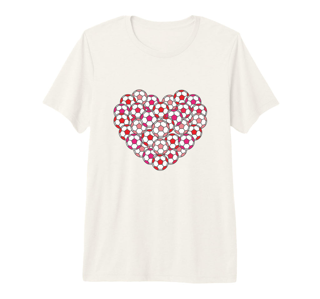 Heart Shaped Soccer Ball Pattern Tri T-Shirt - Fun Novelty Design Unisex