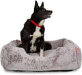 FUZI Luxury Aesthetic Dog Bed for Medium Dogs with Washable Cover, Pet Couch, Pet Bed with Sides, Non-Slip Bottom, Soft and Durable Calming Dog Bed, Faux Rabbit Fur, Medium 31.75x23.6x9.5 Light Grey