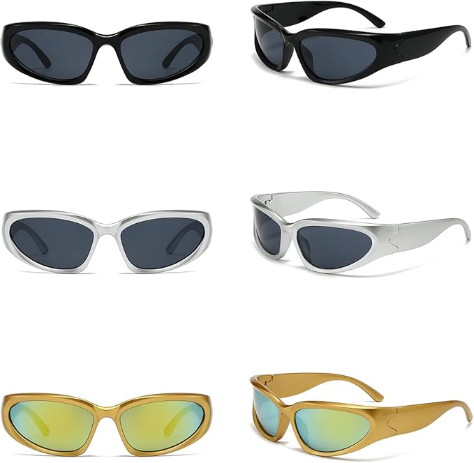 SOAR&EAGLE Y2K 3Pack Polarized sunglasses Wrap Around Men's Women's sunglasses Fashion Sport Shades Sun Glasses