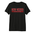 New Mexico Soccer Red Text Tri Blend T-Shirt - Trendy Graphic Men Women