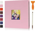 RECUTMS Photo Album Self Adhesive Magnetic Scrapbook 4x6 5x7 8x10 Pictures Scrapbook Album, 40 Pages Photo Book for DIY Baby Family Wedding with Metal Pen and Plastic Board (Pink)