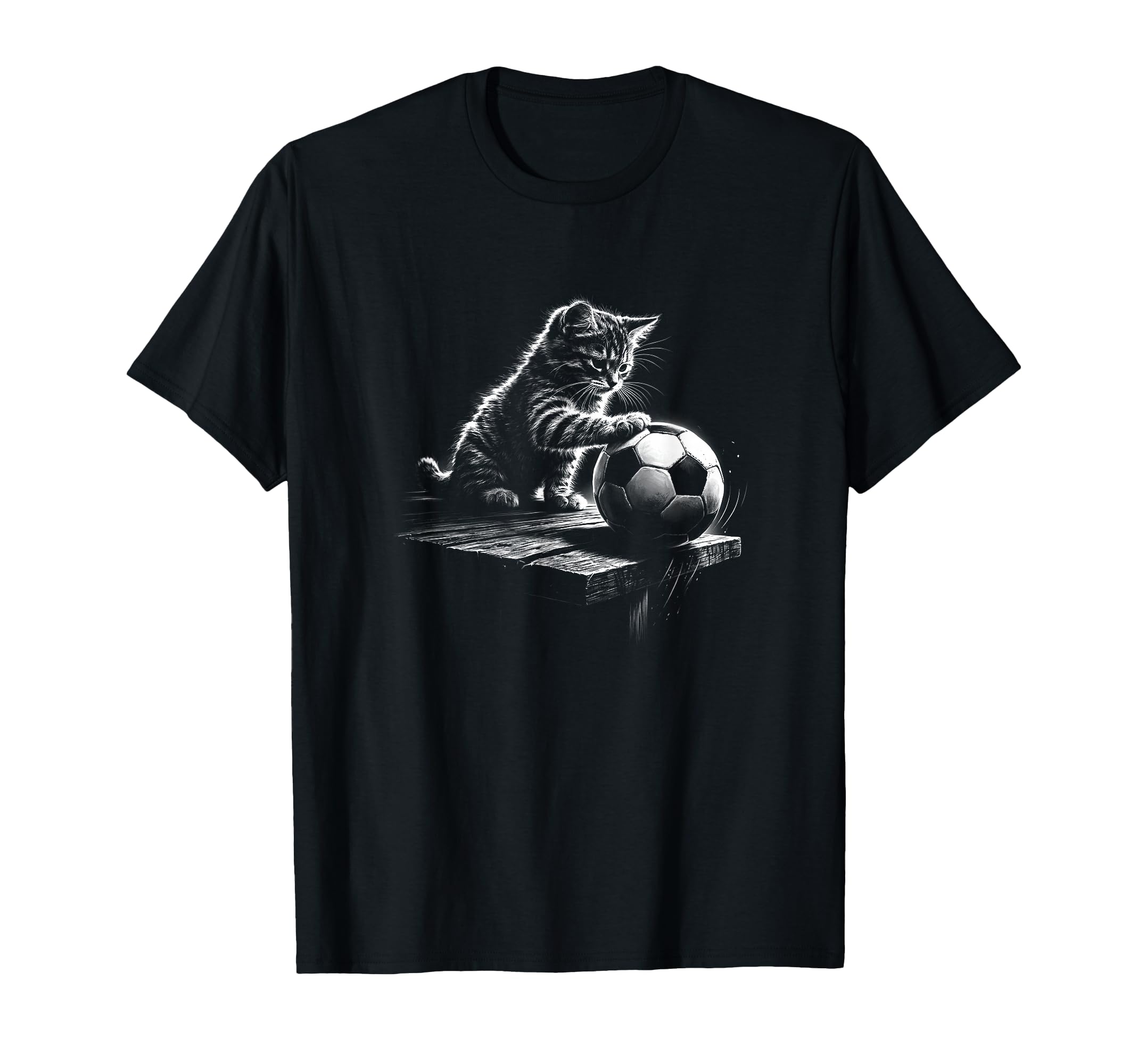 Soccer Cat Playing Football Kitten Fan T-Shirt - Custom Art Print Unisex