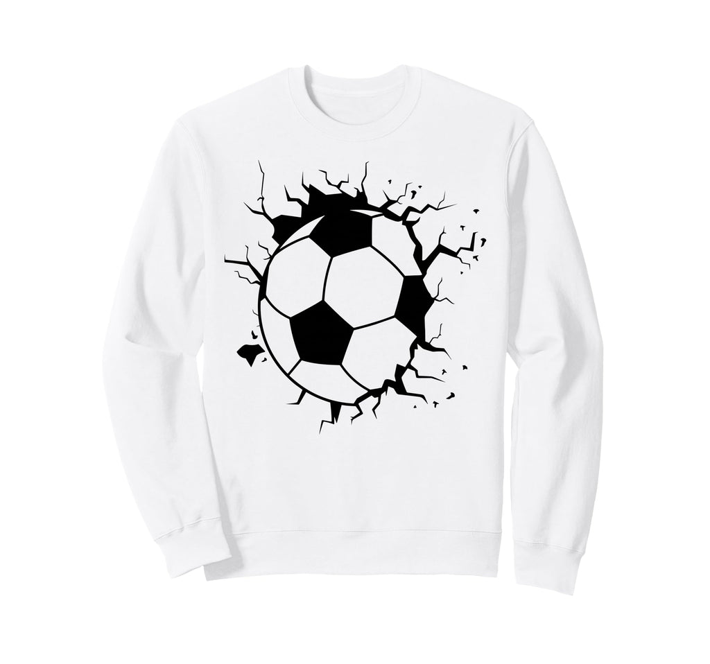 Soccer Ball Crashing Through Wall Sweatshirt - Casual Everyday Wear Unisex