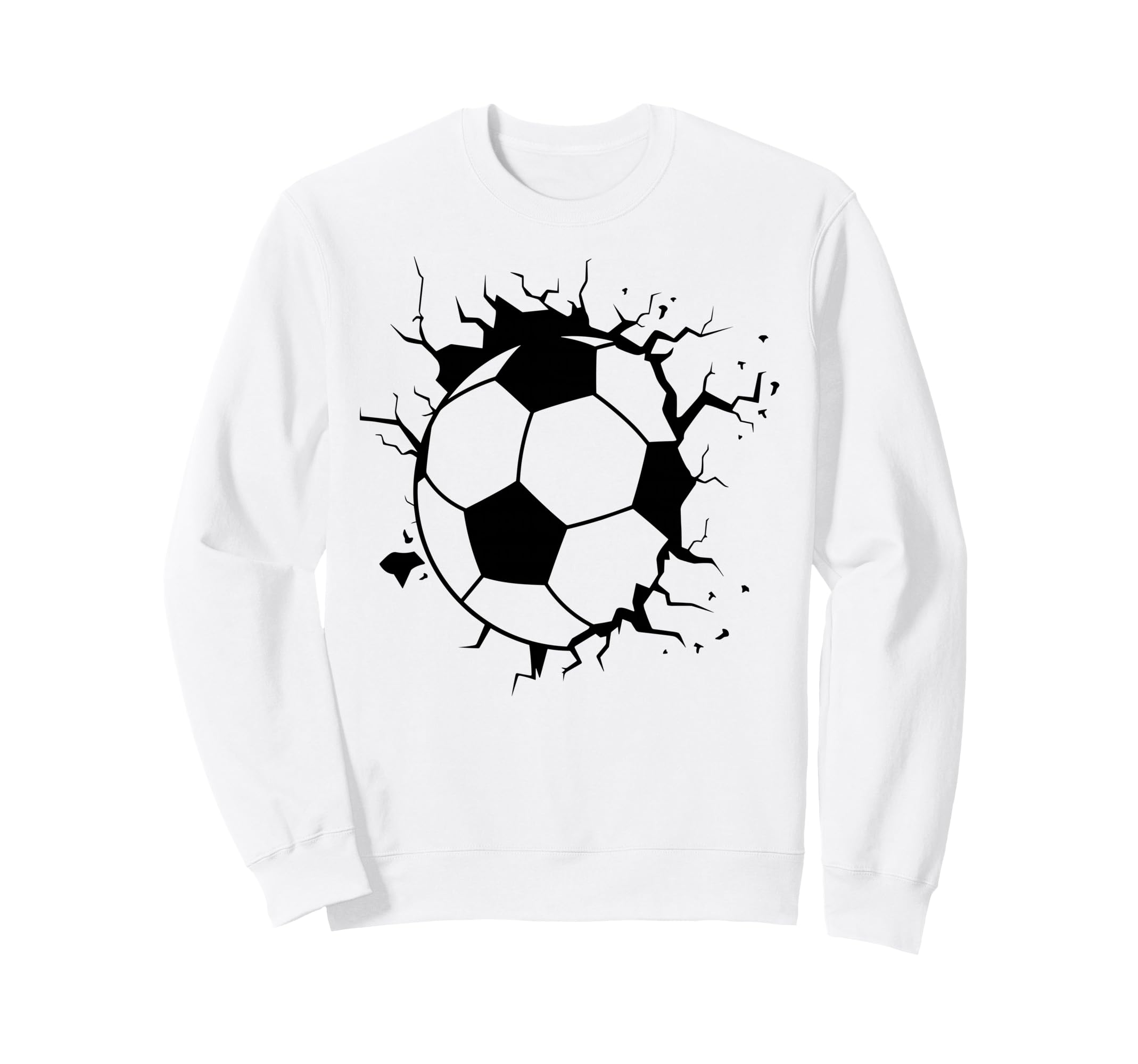 Soccer Ball Crashing Through Wall Sweatshirt - Casual Everyday Wear Unisex