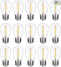 15 Pack S14 LED String Light Bulbs, 1W Shatterproof & Waterproof Outdoor Indoor Replacement Bulbs, E26 Base Edison LED Light Bulbs Warm White 2200K. (S14 15Pack)
