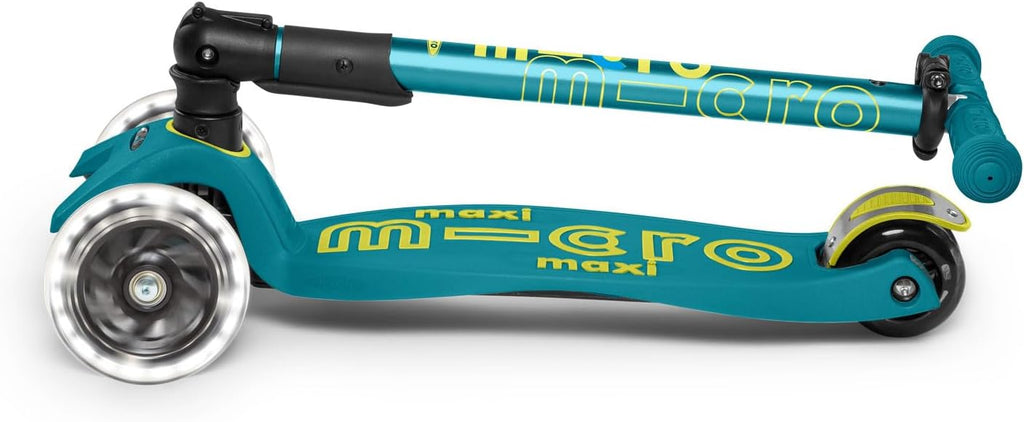 Micro Kickboard - Maxi Deluxe Foldable LED - Three Wheeled, Lean-to-Steer, Fold-to-Carry Swiss-Designed Micro Scooter for Kids with Motion-Activated Light-Up Wheels for Ages 5-12
