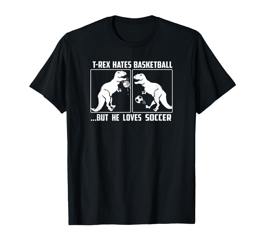 Trendy T Rex Hates Basketball But He T-Shirt - Novelty Apparel Unisex