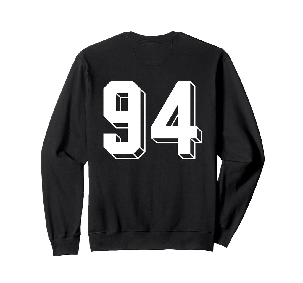 Number 94 Backside 80S 90S Team Sweatshirt - Fun Novelty Design for Adults