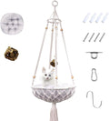 Macrame Hammock, Handwoven Boho Cat Swing with Hanging Kit for Indoor Outdoor Home Decor Hang on Wall Bed for Sleeping, Playing, Climbing and Lounging