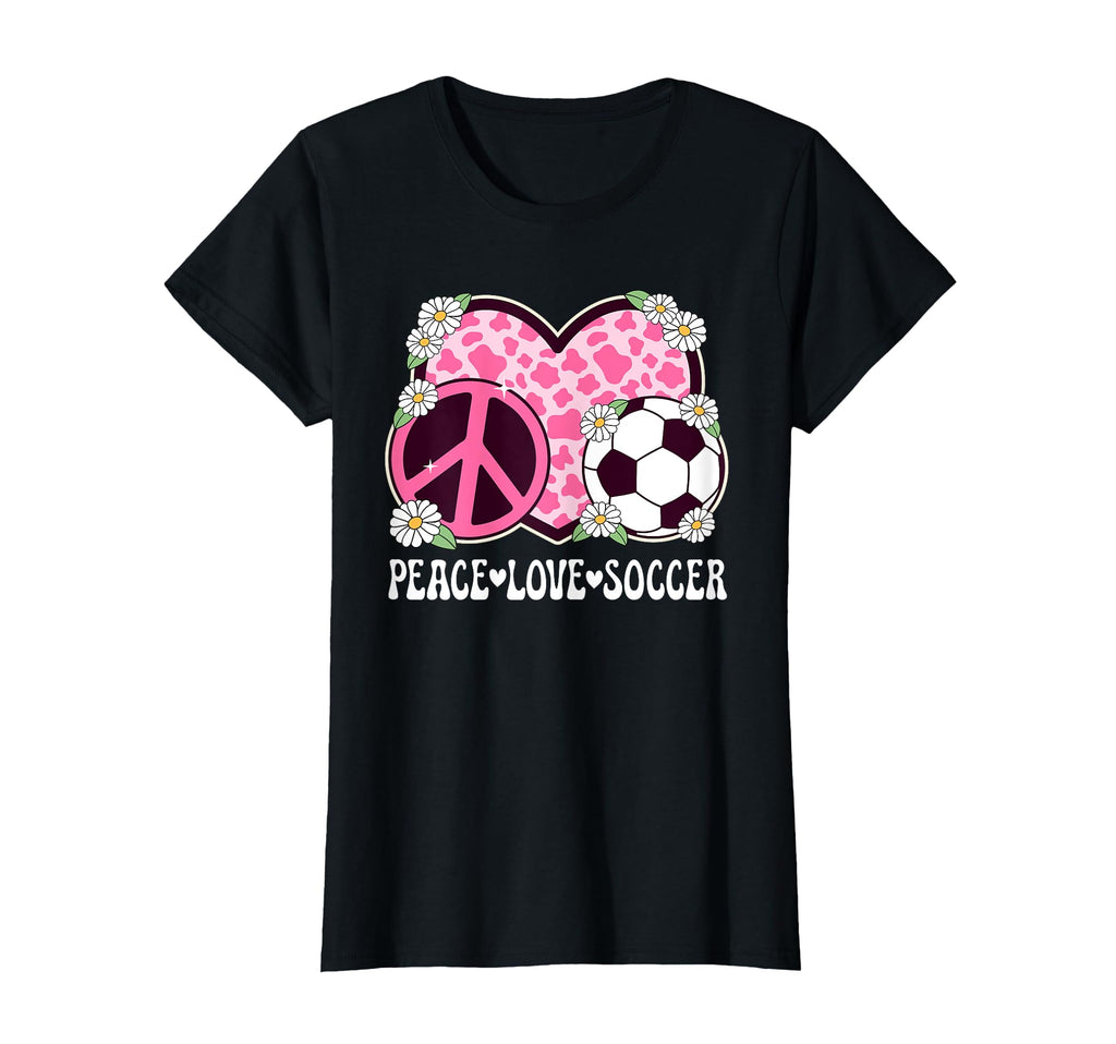 Peace Love Soccer Lover Cow Soccer T-Shirt - Aesthetic Graphic Unisex
