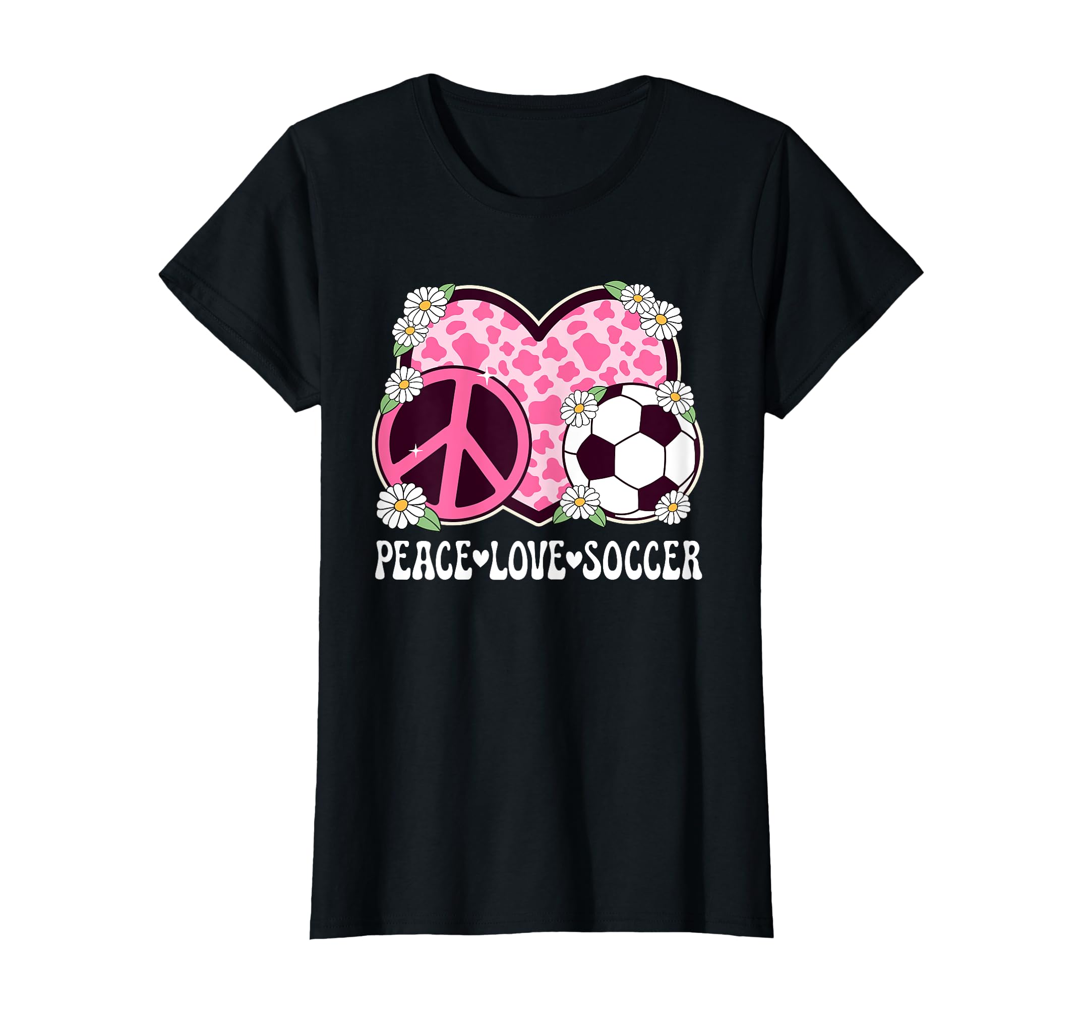 Peace Love Soccer Lover Cow Soccer T-Shirt - Aesthetic Graphic Unisex