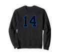 Blue Black Sport Team Number 14 Sweatshirt - Aesthetic Graphic Unisex