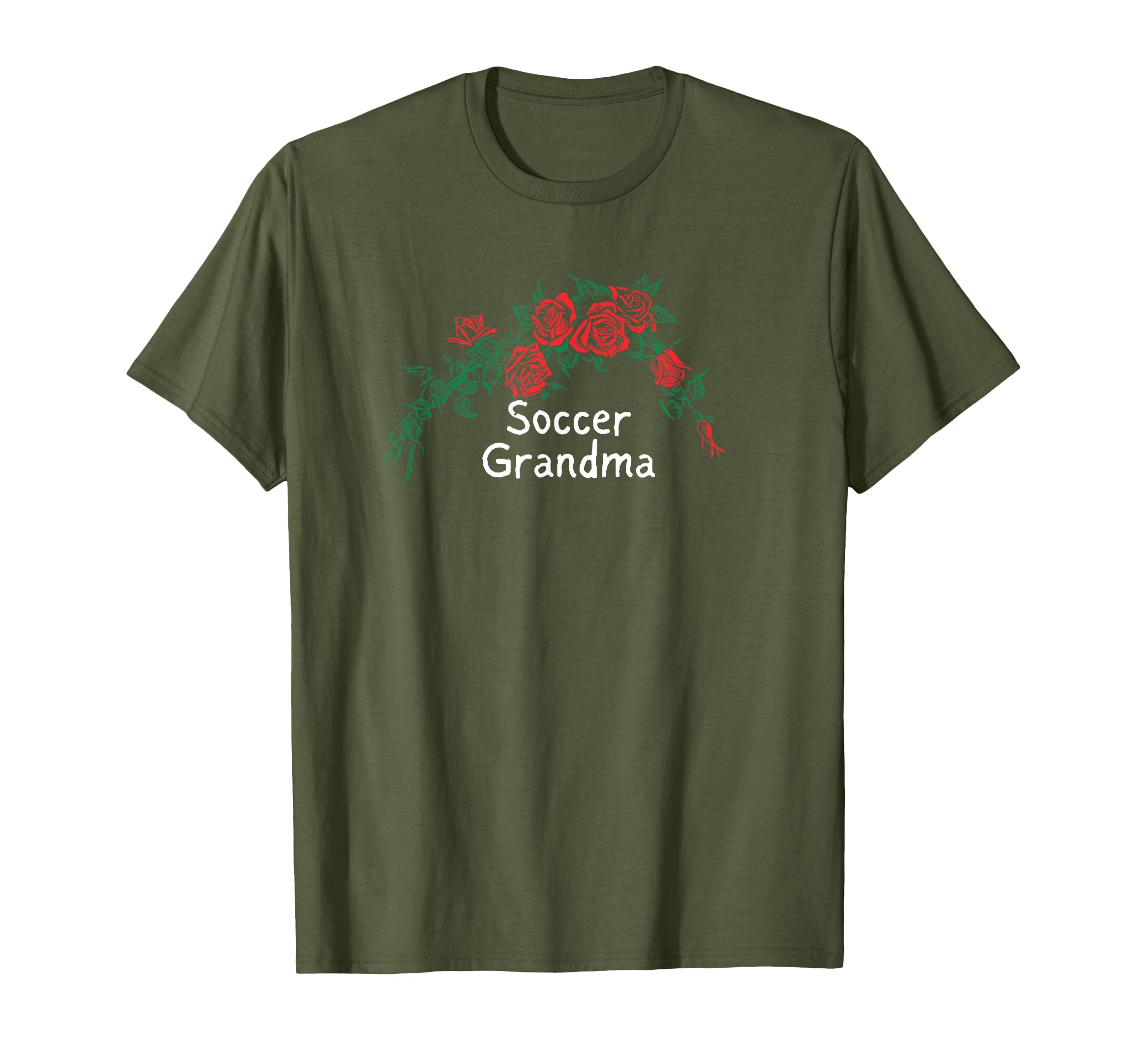 Flowers Red Soccer Grandma T-Shirt - Graphic Print for Adults