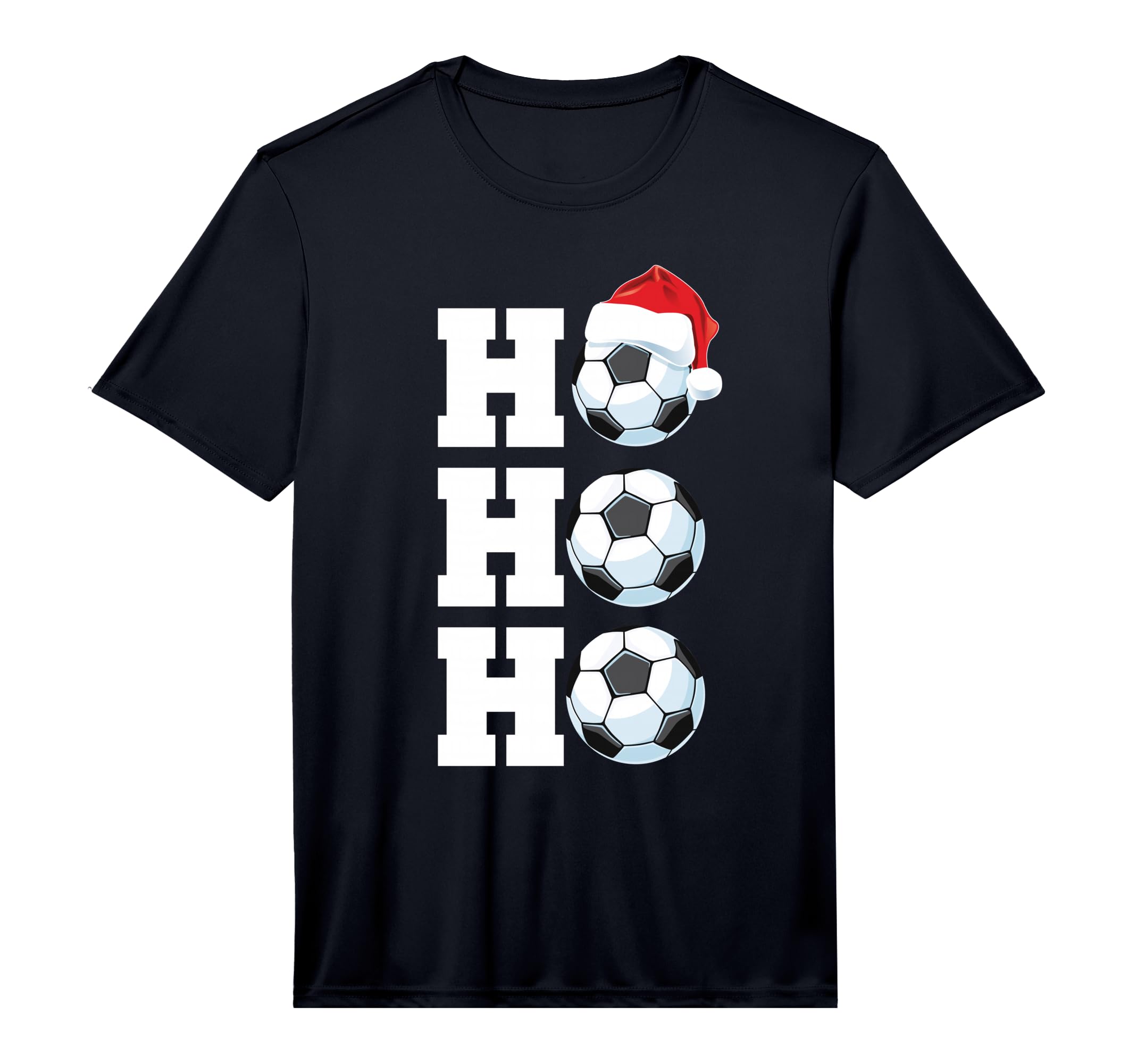 Ho Ho Ho Soccer Ball Santa Hat T-Shirt - Fun Novelty Design Men Women