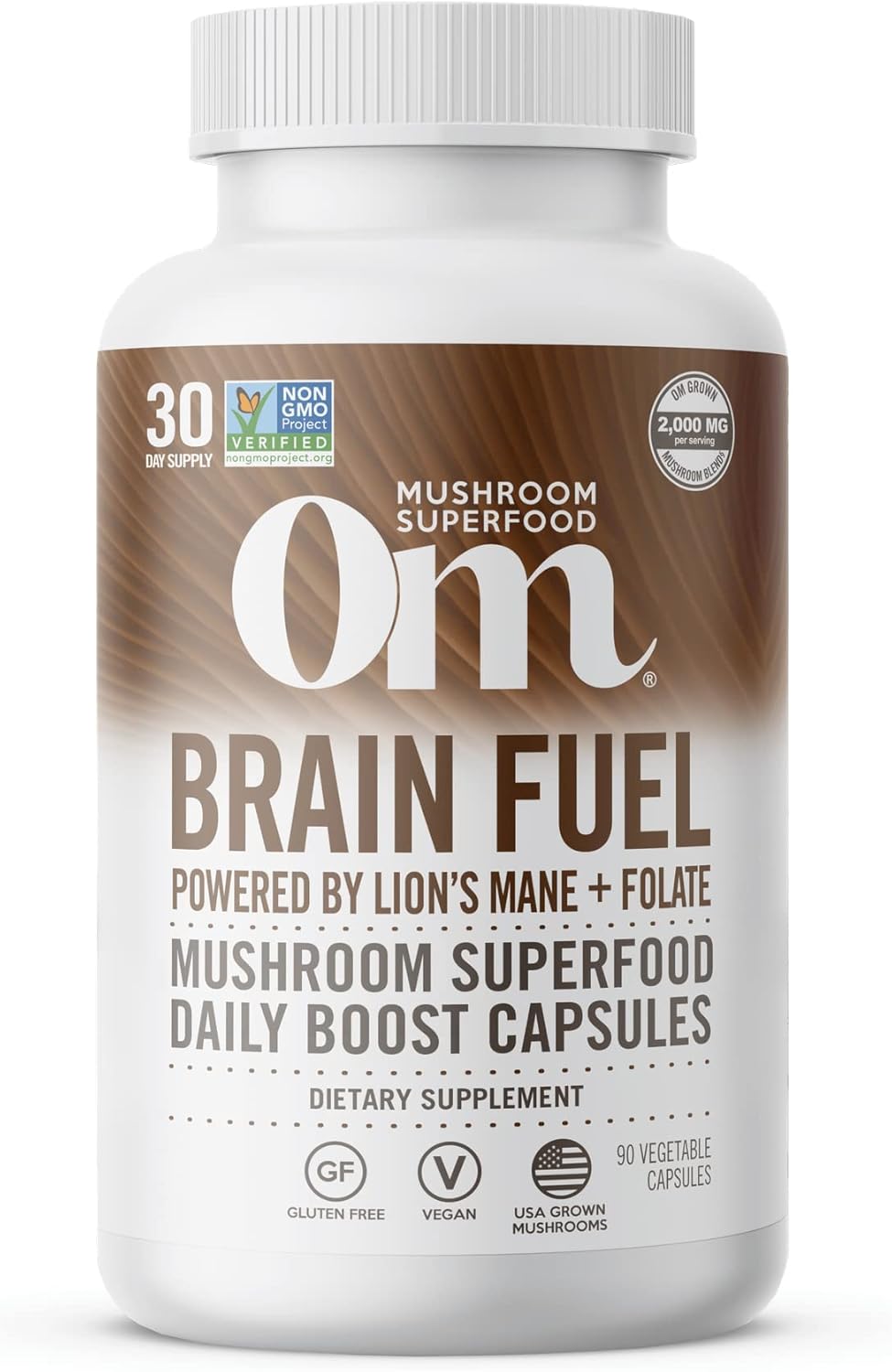 Om Mushroom Superfood Brain Fuel Capsules, 90 ct - Lion's Mane & Reishi (Packaging May Vary)