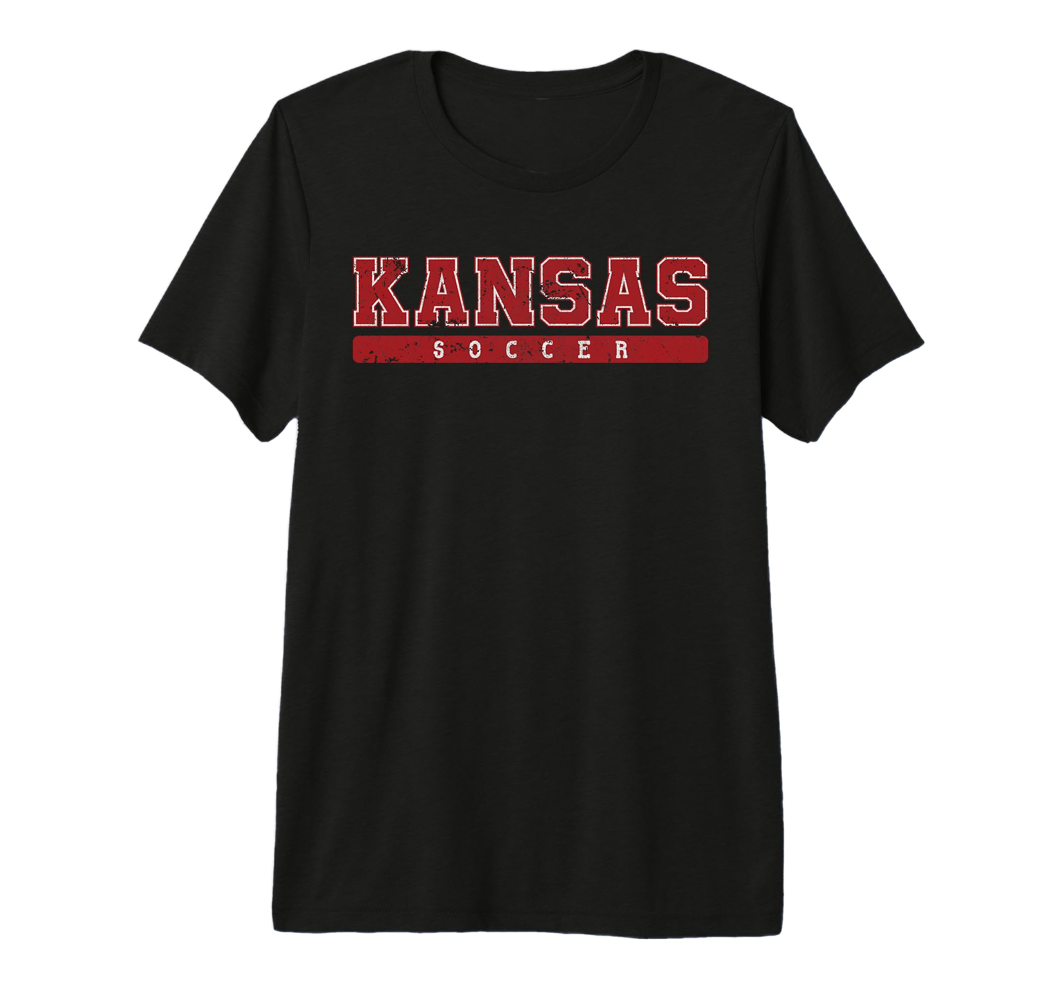Kansas Soccer Red Text Tri Blend T-Shirt - Trendy Graphic Men Women