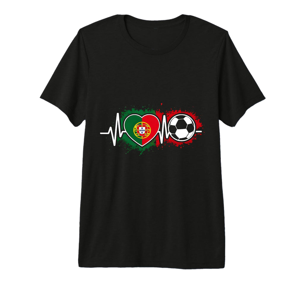 Soccer Heartbeat Portugal Flag Football T-Shirt - Graphic Print Unisex