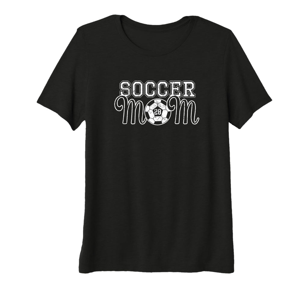 Womens Number 28 Soccer Mom Mothers T-Shirt - Minimalist Print for Adults