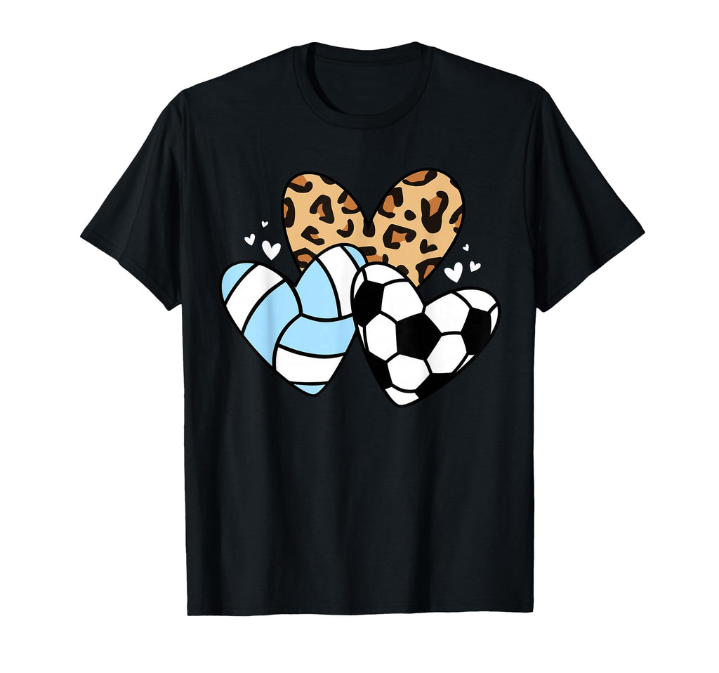 Soccer Volleyball Heart Funny Soccer T-Shirt - Casual Everyday Wear Unisex