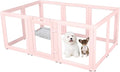 Clear Acrylic Plastic Dog Playpen - Clear Dog Play Pen - Easy Assemble Acrylic Dog Playpen - Puppy Playpen, Cat Playpen, Small Animal Playpen, Dog Play Pen Indoors (Pink-23.6" H, 10PCS)
