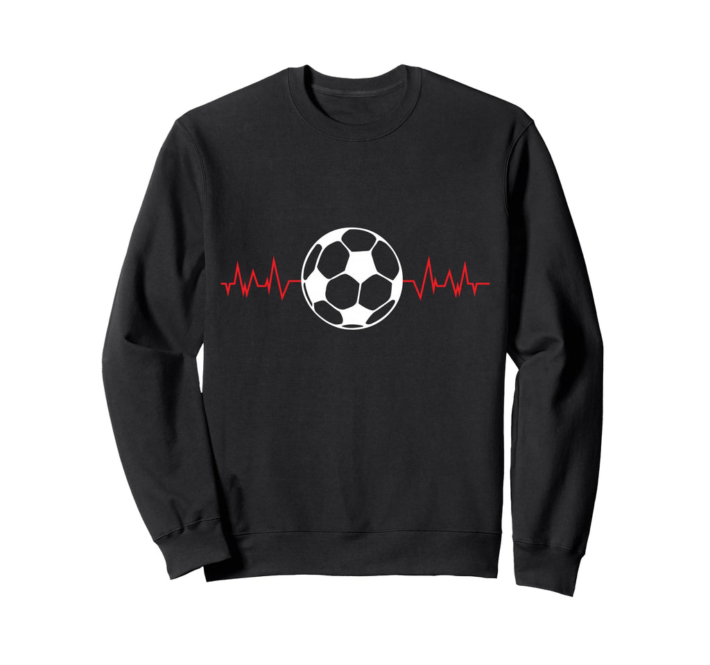 Soccer Ball Heartbeat Players Sweatshirt - Minimalist Print for Adults