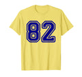 Blue Sports Team Number 82 T-Shirt - Unique Graphic for Adults