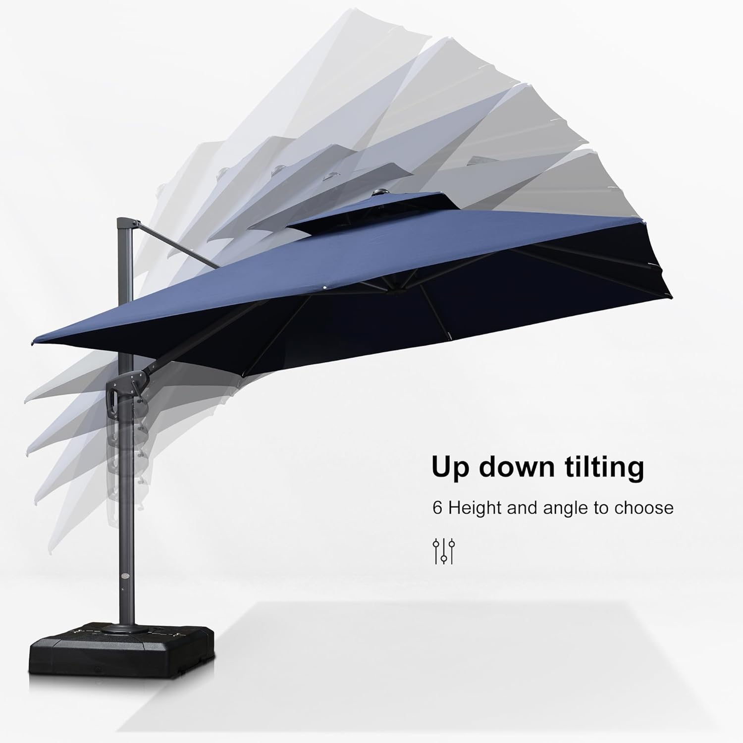 PURPLE LEAF 11ft Patio Umbrella with Base Included Large Offset Umbrella Hanging Double Top Square Cantilever Outdoor Umbrella for Garden Deck Backyard Pool Navy