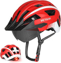 VICTGOAL Bike Helmet for Men Women with Led Light Detachable Magnetic Goggles Removable Sun Visor Mountain & Road Bicycle Helmets Adjustable Size Adult Cycling Helmets