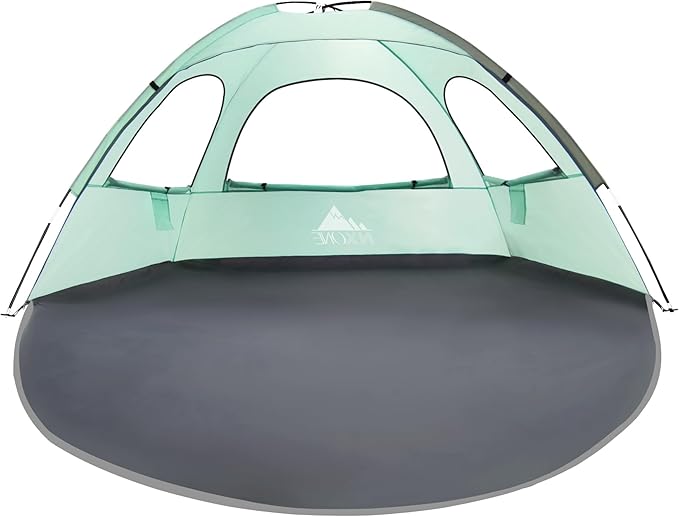 NXONE Beach Tent Sun Shade Shelter for 3/4/6 Person Person with UV Protection, Extended Floor, 3 Mesh Roll Up Windows & 8.0/8.5mm Fiberglass Rods丨Carry Bag Included