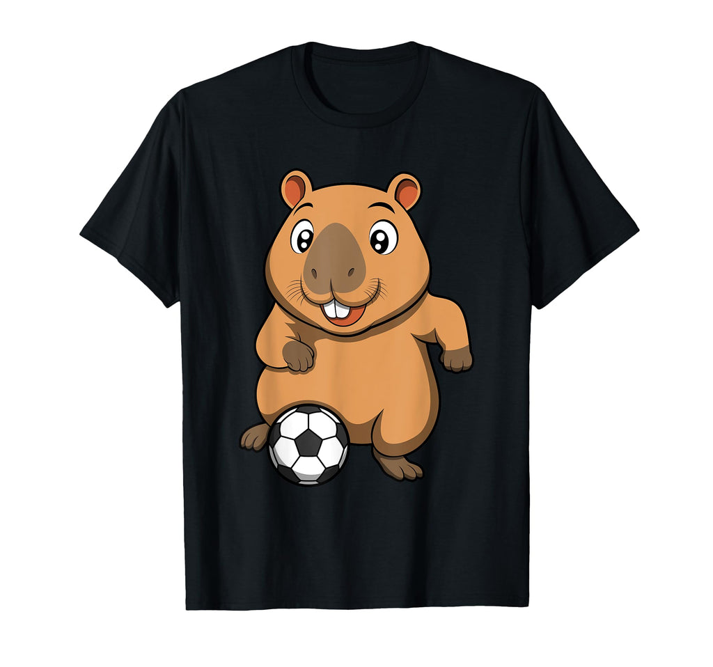 Soccer Capybara Cartoon Funny Water T-Shirt - Aesthetic Graphic Men Women