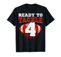 Football 4Th Birthday Player Tackle T-Shirt - Aesthetic Graphic Unisex