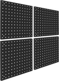 Peg Board,Steel Organization Panels, Ideal for Garage Tool Storage, Office Organization, Craft Room, Kitchen,Pack of 4 (Black, 4-12X12)
