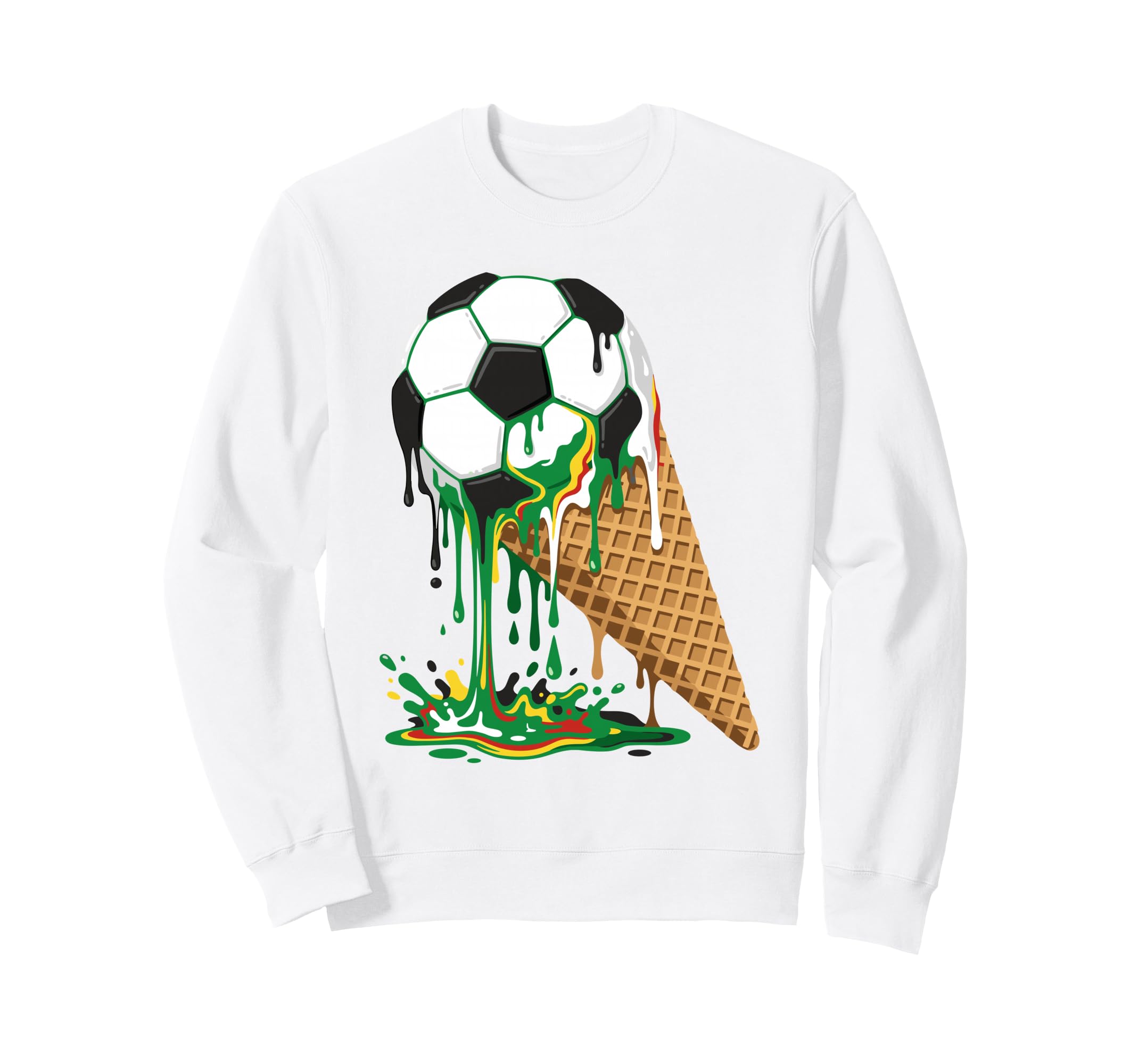 Soccer Ice Cream Dripping Ball Waffle Sweatshirt - Graphic Print Men Women