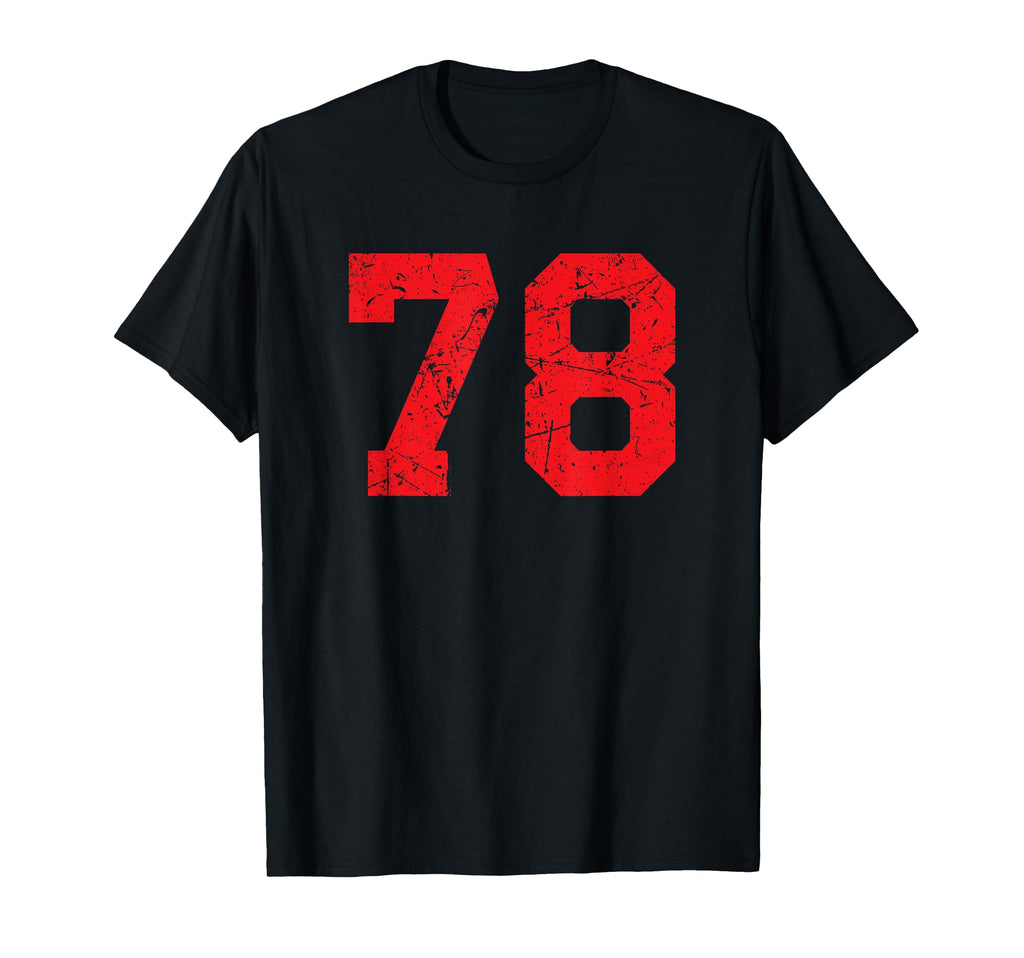 Red Distressed Sport Team Number 78 T-Shirt - Streetwear Style for Adults