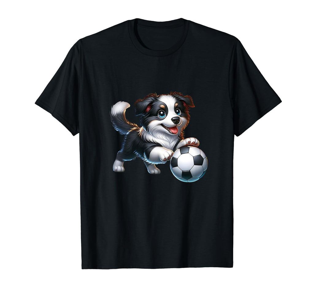 Border Collie Dog Soccer Player Ball T-Shirt - Trendy Graphic Men Women