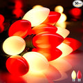 Vintage C9 LED Christmas Lights Outdoor, 50 Feet C9 String Lights with 50 Shatterproof Matte Bulbs, Connectable Waterproof Lights for Holiday Party Roofline Backyard Garden Patio, R & Warm White