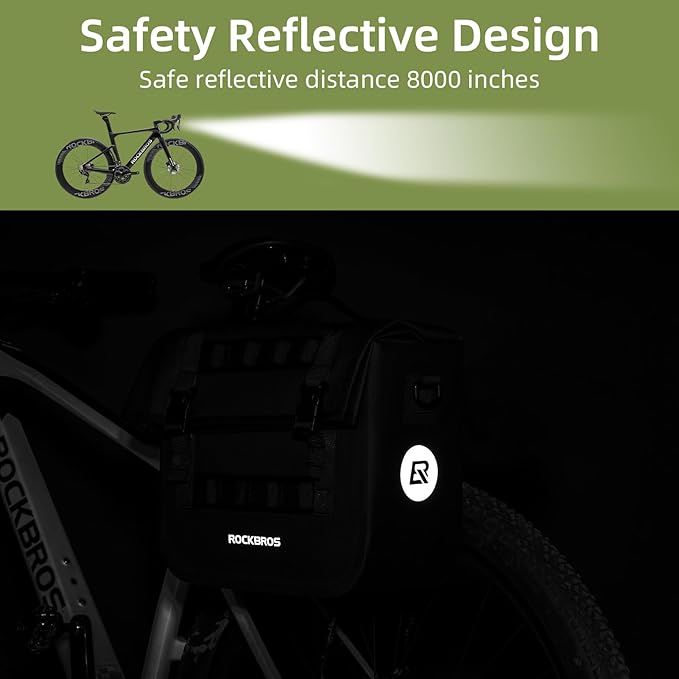 ROCKBROS Bike Panniers 15L Capacity Waterproof Bike Rack Bag Bicycle Panniers for Cycling Commuting Bikepacking Green