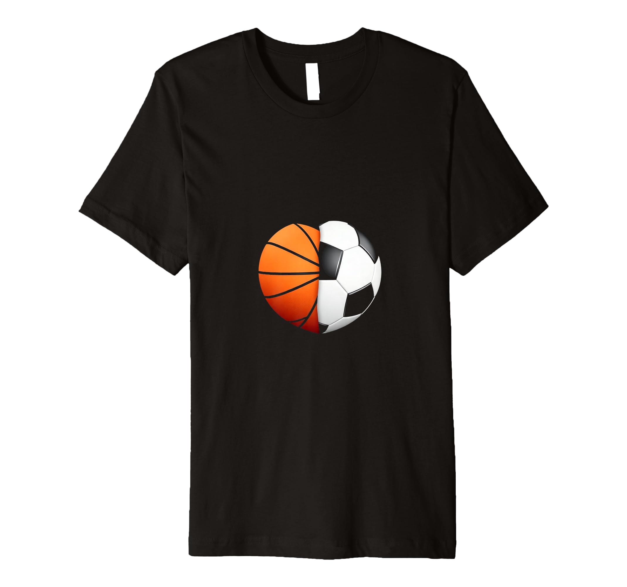 Split Heart Basketball Soccer T-Shirt - Minimalist Print for Adults