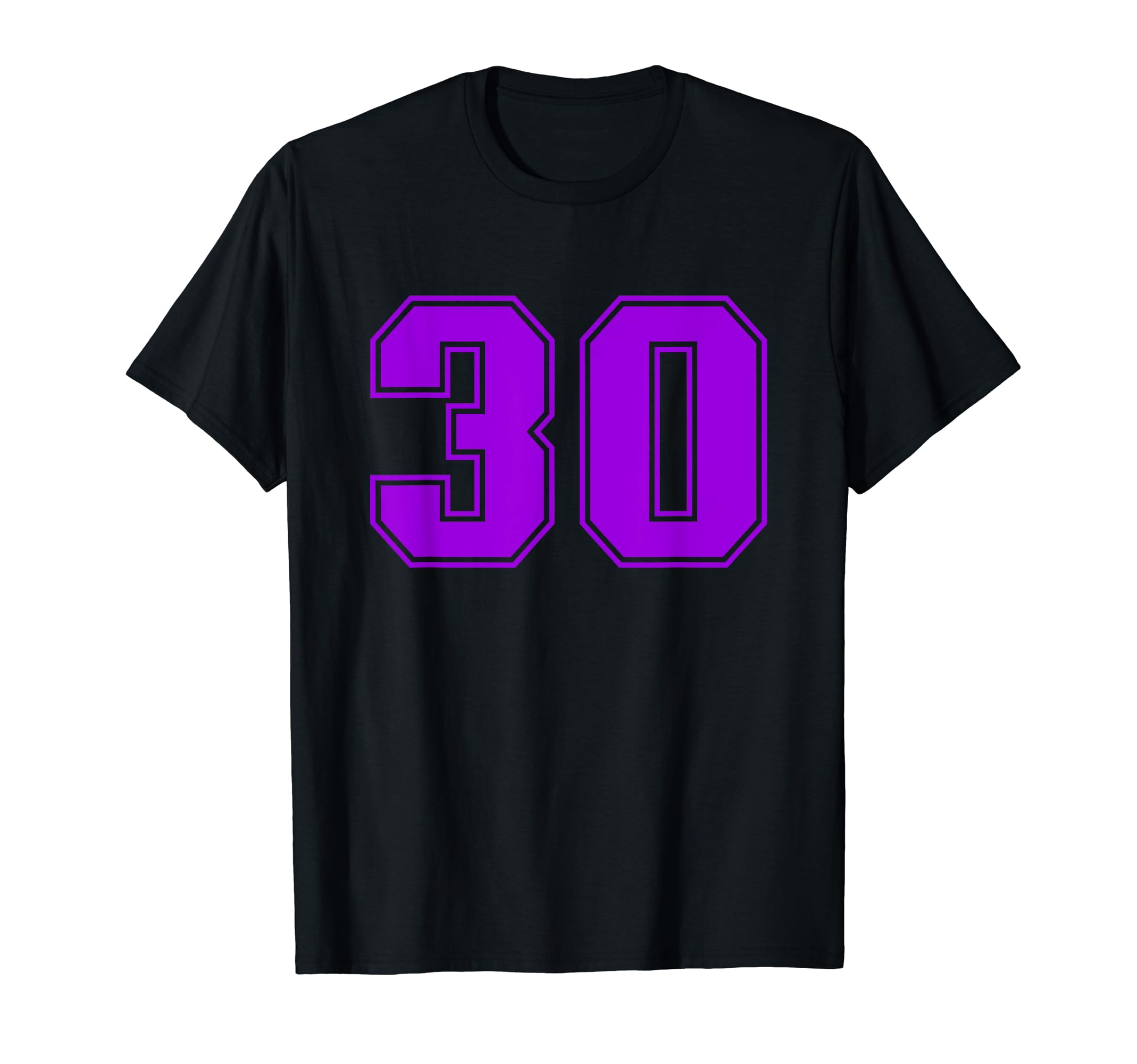 Number 30 Purple Sports Fan Jersey Number T-Shirt - Trendy Graphic Unisex