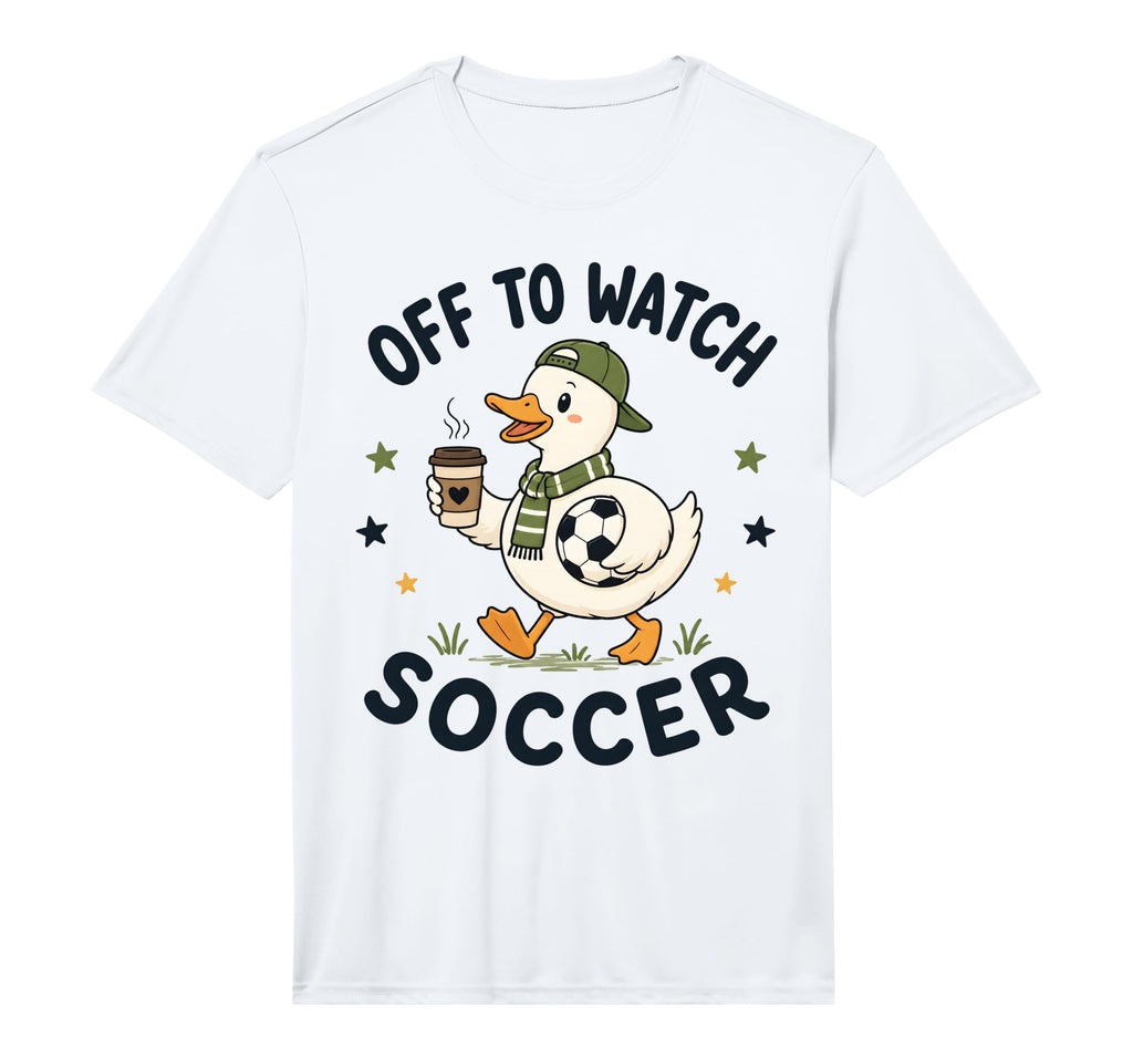 Off To Watch Soccer Mom Goose Drinking T-Shirt - Trendy Graphic for Adults