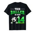 This Baller Is Now 14 Soccer 14Th T-Shirt - Minimalist Print for Adults