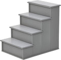 PawHut Pet Stairs, Small Pet Steps with Cushioned Removable Covering for Dogs and Cats Up to 22 Lbs., Grey