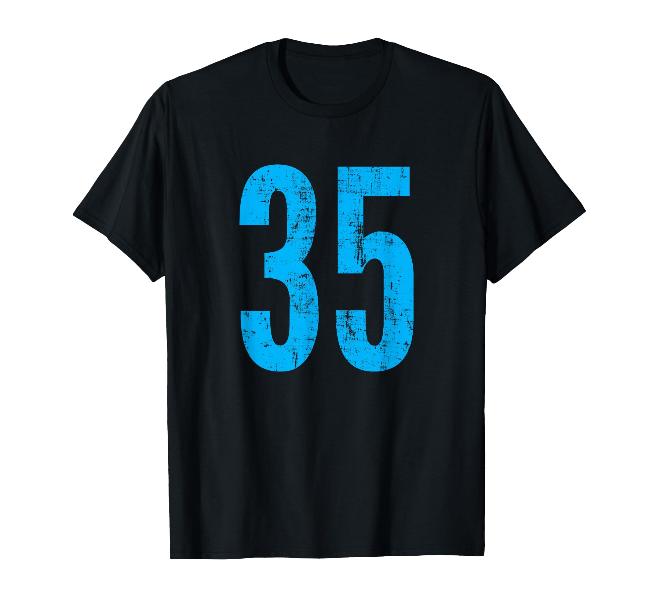 Number 35 Distressed Sport Team T-Shirt - Minimalist Print for Adults