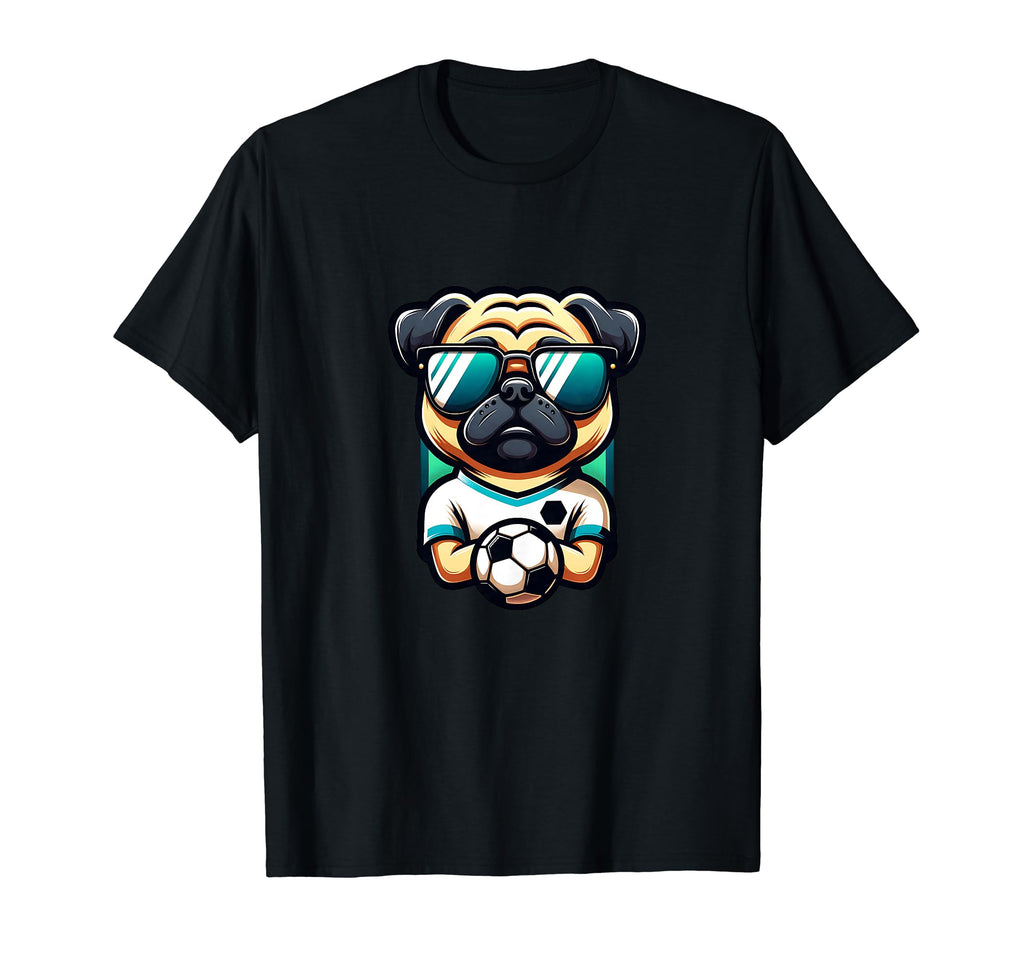 Pug Dog Soccer Player Champion Fan T-Shirt - Streetwear Style for Adults
