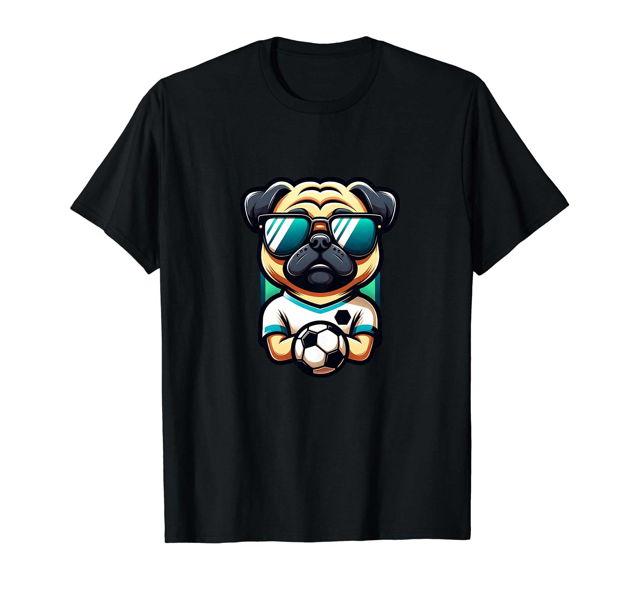 Pug Dog Soccer Player Champion Fan T-Shirt - Streetwear Style for Adults