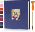 RECUTMS Small Photo Album Self Adhesive Scrapbook Magnetic Photo Albums for 4x6 5x7 8x10 Pictures for Baby Family Wedding 40 Pages with Metal Pen and Plastic Board (Blue)
